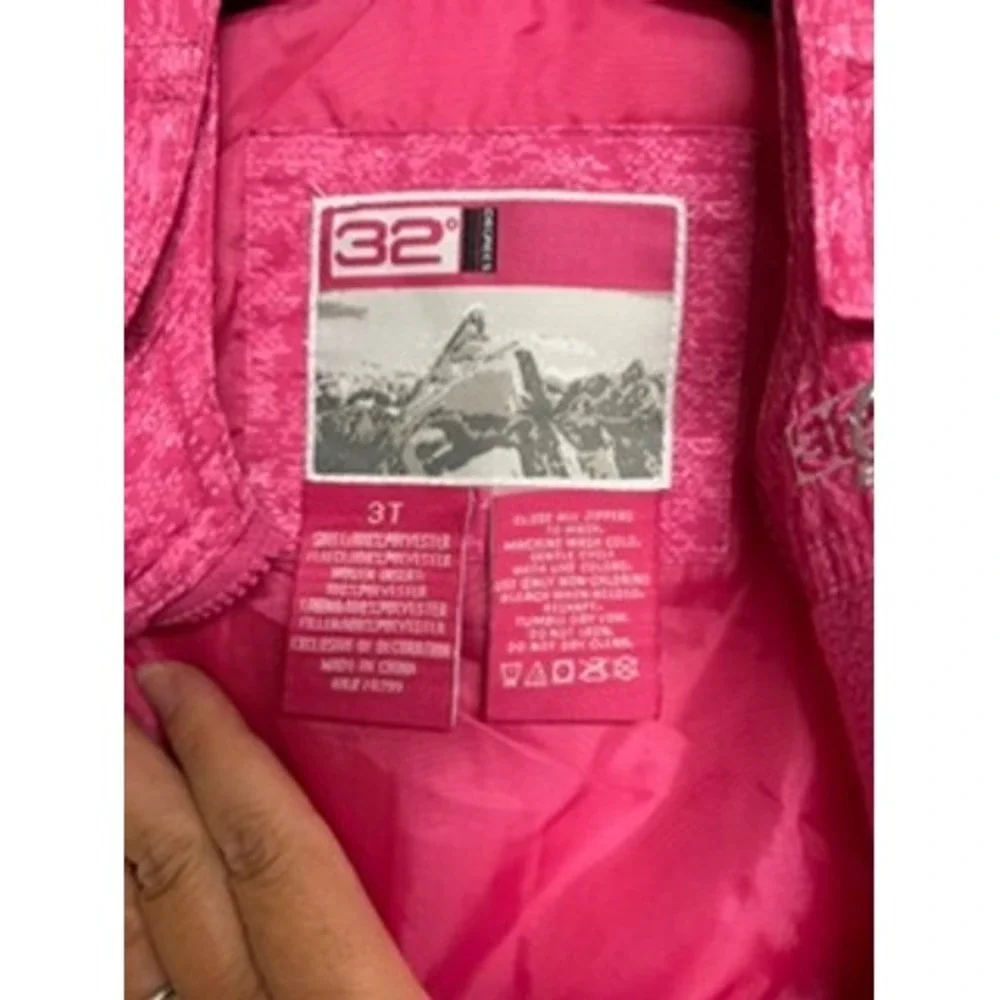 32 Degrees Pink Marble Print Insulated Snow Bibs Toddler Girls 3T Ski Pants